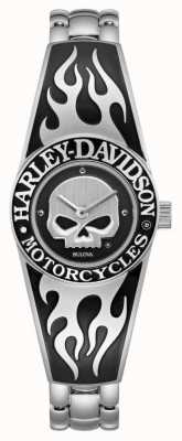 Harley Davidson Women's Flaming Willie G Skull Dial | Stainless Steel Bangle Bracelet 76L190