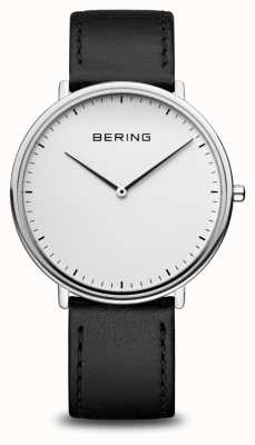 Bering Classic Unisex Black Leather Strap Watch 15739-404