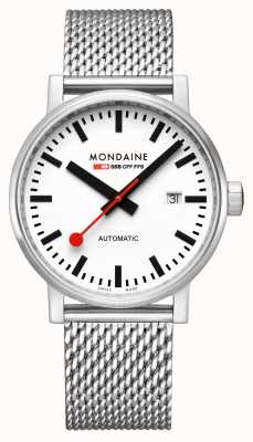 Mondaine Evo2 Automatic 40mm | Stainless Steel Mesh Bracelet | White Dial MSE.40610.SM