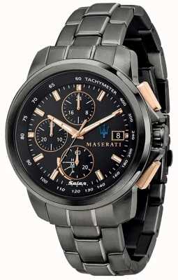 Maserati Successo Solar Men's Black and Rose-Gold Watch R8873645001