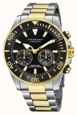 Kronaby DIVER Hybrid Smartwatch (45.7mm) Black Dial / Two-Tone Stainless Steel Bracelet S3779/2