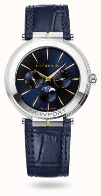 Michel Herbelin Newport Slim Moonphase Leather Strap Watch 12722/T15BL