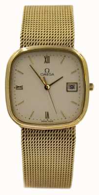 Pre-owned 9ct Y/g Omega Square Face Quartz Watch 1980's J43638