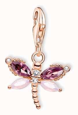 Thomas Sabo Dragonfly Charm - 18K Rose-Gold Plated 925 Sterling Silver, Multicoloured Zirconia 1873-323-7