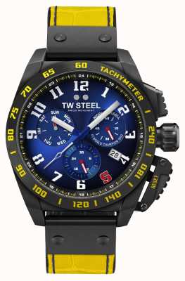 TW Steel Nigel Mansell Chronograph Limited Edition (46mm) Blue Sunburn Dial / Yellow Leather Strap TW1017