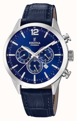 Festina Men's Chronograph | Blue Dial | Blue Leather Strap F20542/2