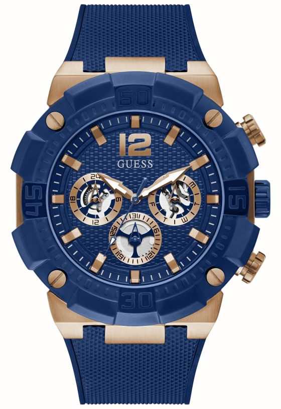 Blue and rose 2024 gold mens watch