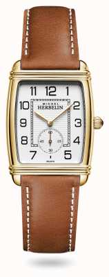 Michel Herbelin Women's Art Deco Watch Brown Leather Strap 10638/P22GO