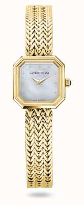 Michel Herbelin Women's Octogone White Mother Of Pearl Dial Gold Plated Bracelet 17436/BP19