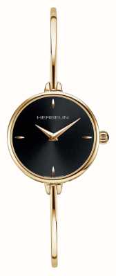 Herbelin Fil Women's Black Dial Gold PVD Bangle Watch 17206BP14