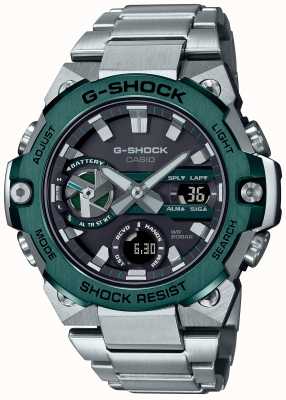 Casio G-Shock G-Steel Carbon Core Guard Bluetooth Stainless Steel Green Bezel Watch GST-B400CD-1A3ER