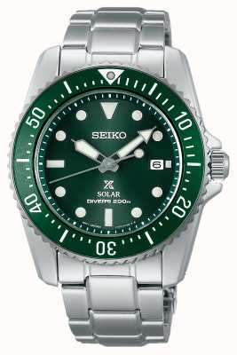 Seiko Prospex Compact Solar 38.5mm Green Dial Watch SNE583P1