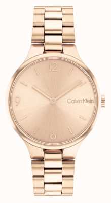 Calvin Klein Rose Gold Sunray Dial Stainless Steel Bracelet Watch 25200131