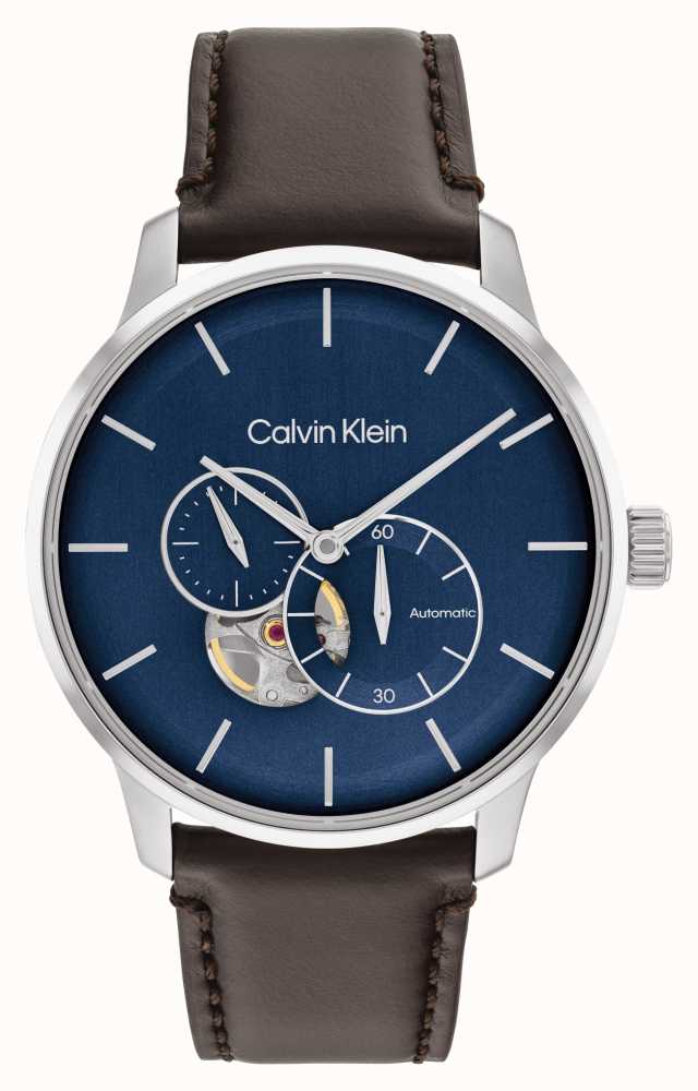 calvin klein watches brown leather