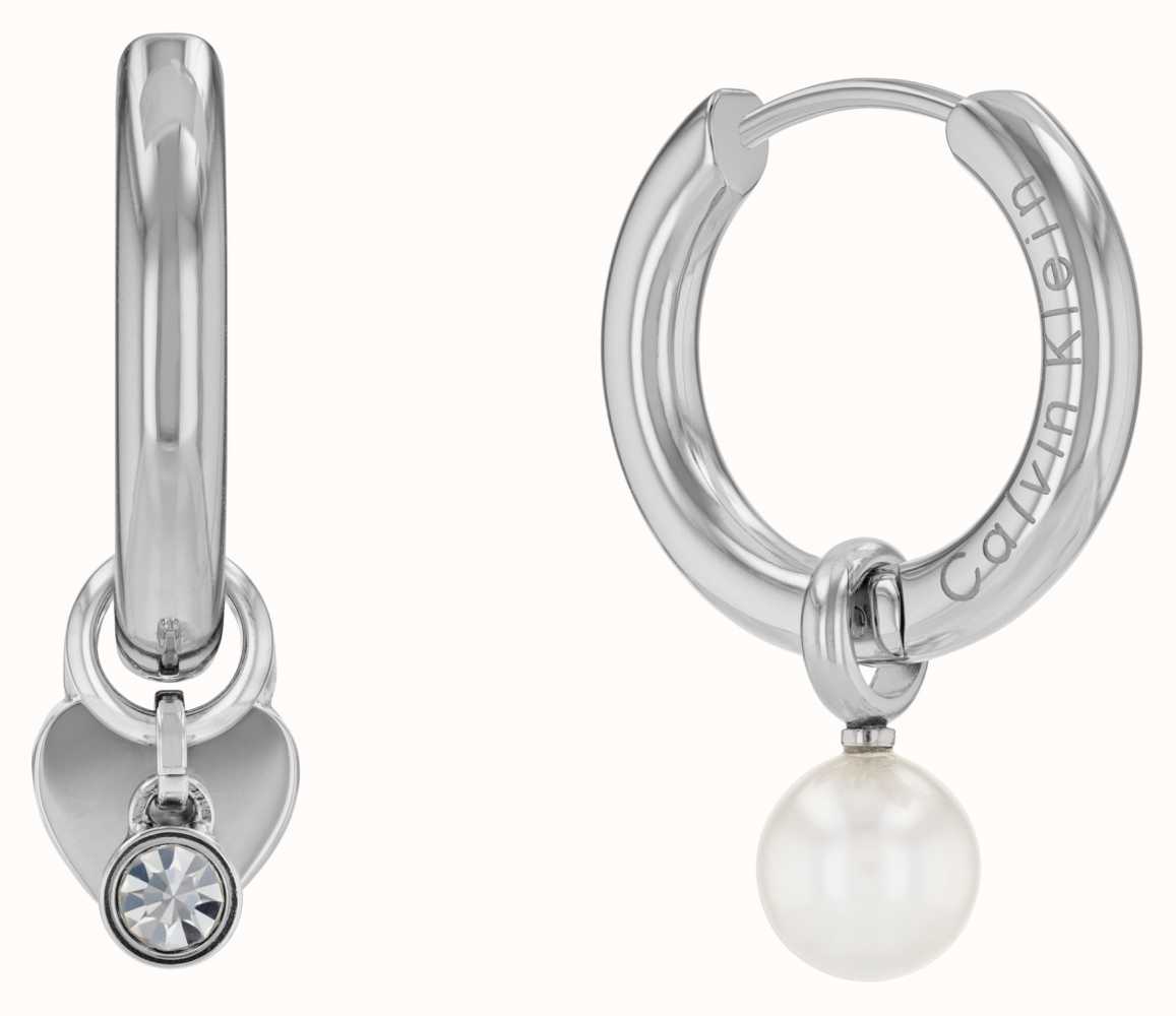 Calvin Klein Ladies Stainless Steel Hoop Earrings With Three Charm Set  35700001 - First Class Watches™ SGP