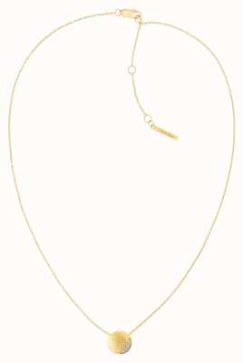 Calvin Klein Minimal Circular Gold Tone Crystal Set Necklace 35000144