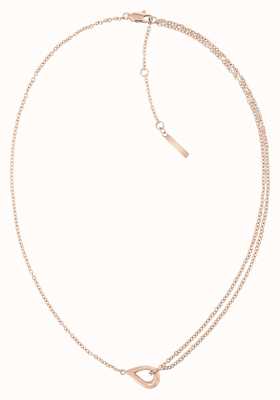 Calvin Klein Ladies Rose Gold Tone Necklace with Asymmetrical Double Chain 35000082