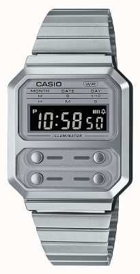 Casio Collection Vintage Stainless Steel Digital Watch A100WE-7BEF