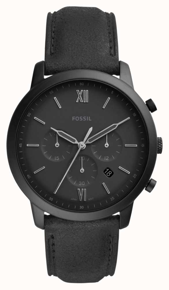 Fossil Men's Neutra Chrono | Black Dial | Black Leather Strap FS5503 -  First Class Watches™ SGP