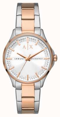 Armani Exchange Women's | White Crystal Set Dial | Two Tone Stainless Steel Bracelet AX5258