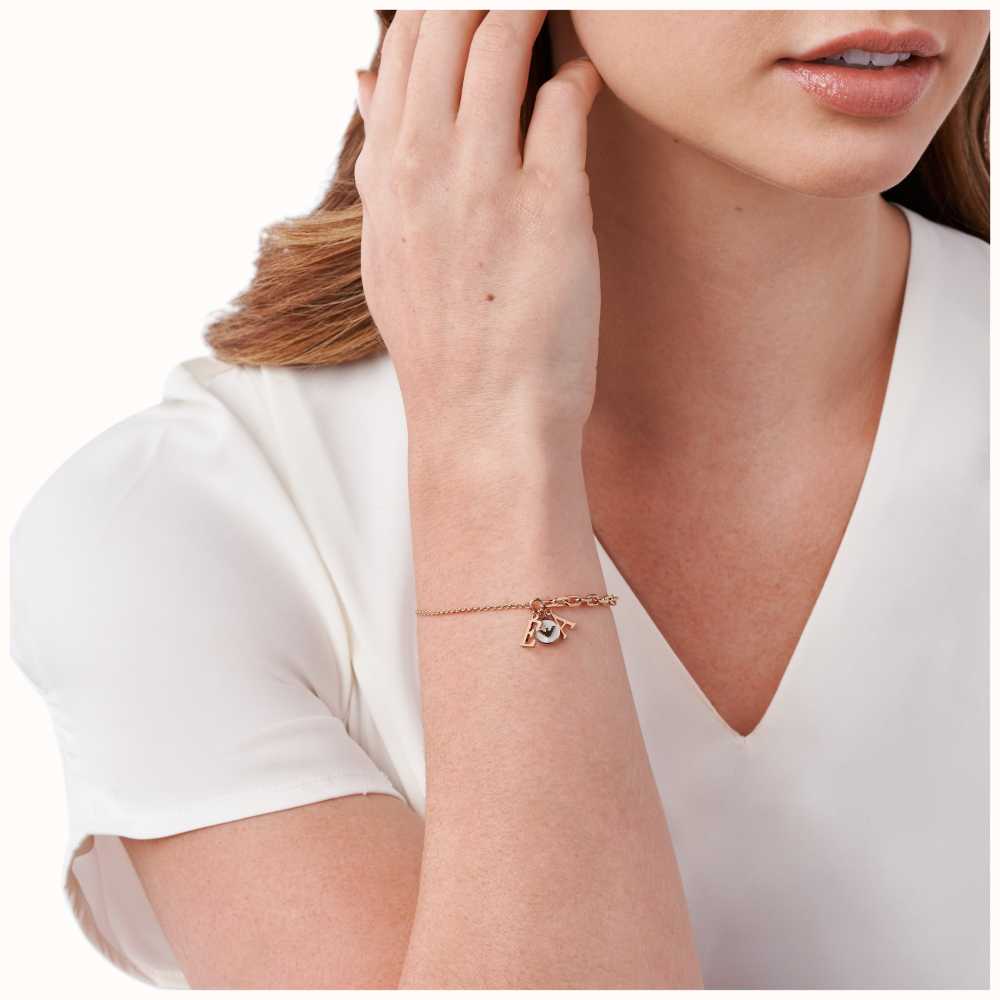 Emporio Armani Rose Gold-Tone Asymmetrical Chain Charm Bracelet