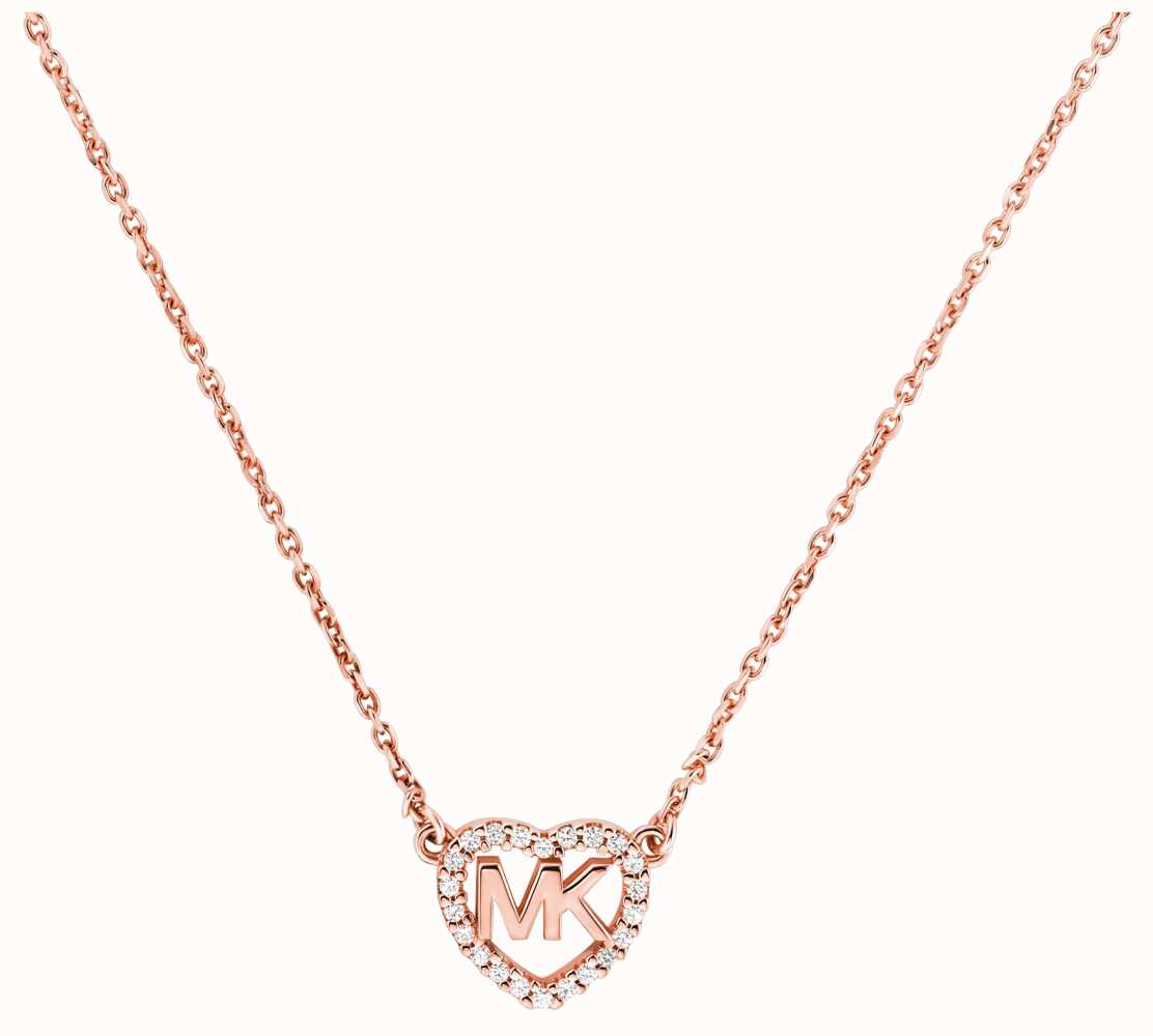 MICHAEL KORS Womens Necklace MKC1565BL710 925% Silver Golden Pink Heart -  Golden Outlet