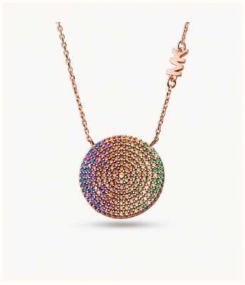 Michael Kors Crystal Set MK Heart Sterling Silver Necklace