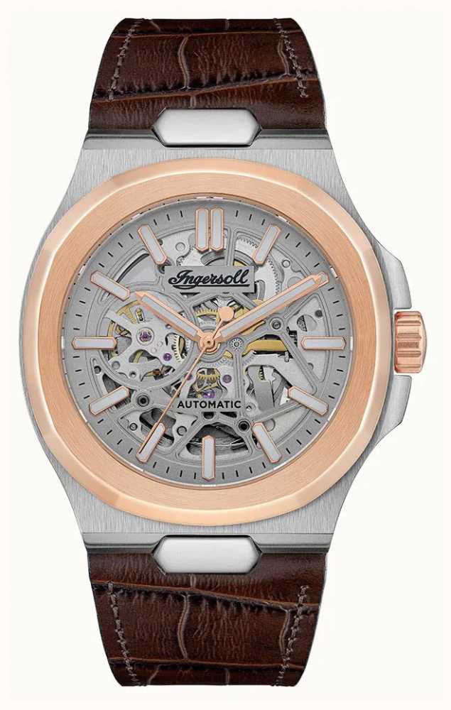 Ingersoll The Catalina Brown Leather Strap Rose Gold Bezel I12503