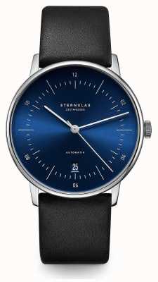 STERNGLAS Men's Naos Automatic | Blue Dial | Black Leather Strap S02-NA06-PR07