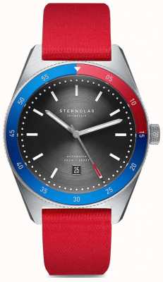 STERNGLAS Men's Marus | Black Dial | Red Leather Strap S02-MAS11-SP02