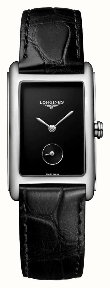 LONGINES DolceVita Black Dial Black Leather Strap Watch L55124502