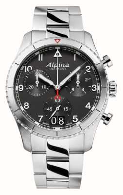 Alpina Startimer Pilot Chronograph Big Date (41mm) Black Dial / Stainless Steel AL-372BW4S26B