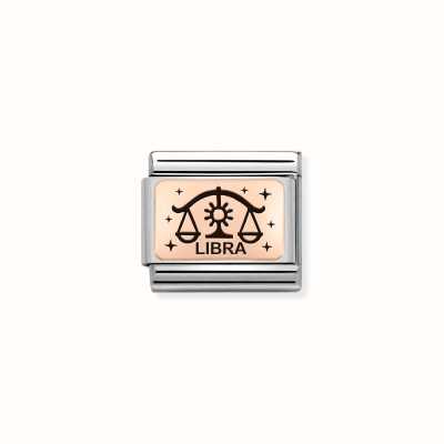 Nomination Classic Libra Zodiac Link Steel And 9ct Rose Gold 430112/07
