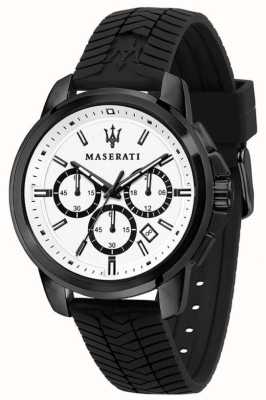 Maserati Men's Successo | White Chronograph Dial | Black Silicone Strap R8871621010