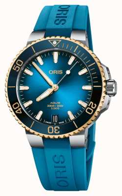 ORIS Aquis Date Bi-Colour Calibre 400 Automatic (41.5mm) Blue Dial / Blue Rubber Strap 01 400 7769 6355-07 4 22 75FC