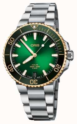 ORIS Aquis Date Bi-Colour Calibre 400 Automatic (41.5mm) Green Dial / Stainless Steel Bracelet 01 400 7769 6357-07 8 22 09PEB