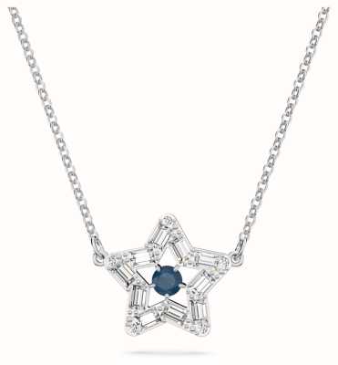 Swarovski Stella Star Pendant Blue and White Crystals Rhodium Plated 5639186