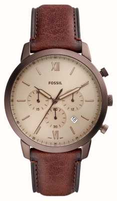 Fossil Men's Neutra | Beige Chronograph Dial | Brown Eco-Leather Strap FS5941