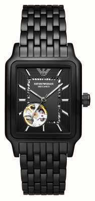 Emporio Armani Men's Rectangular Open Heart Dial Black PVD Watch AR60058