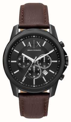 Armani Exchange Black Dial Chronograph | Brown Leather Strap AX1732