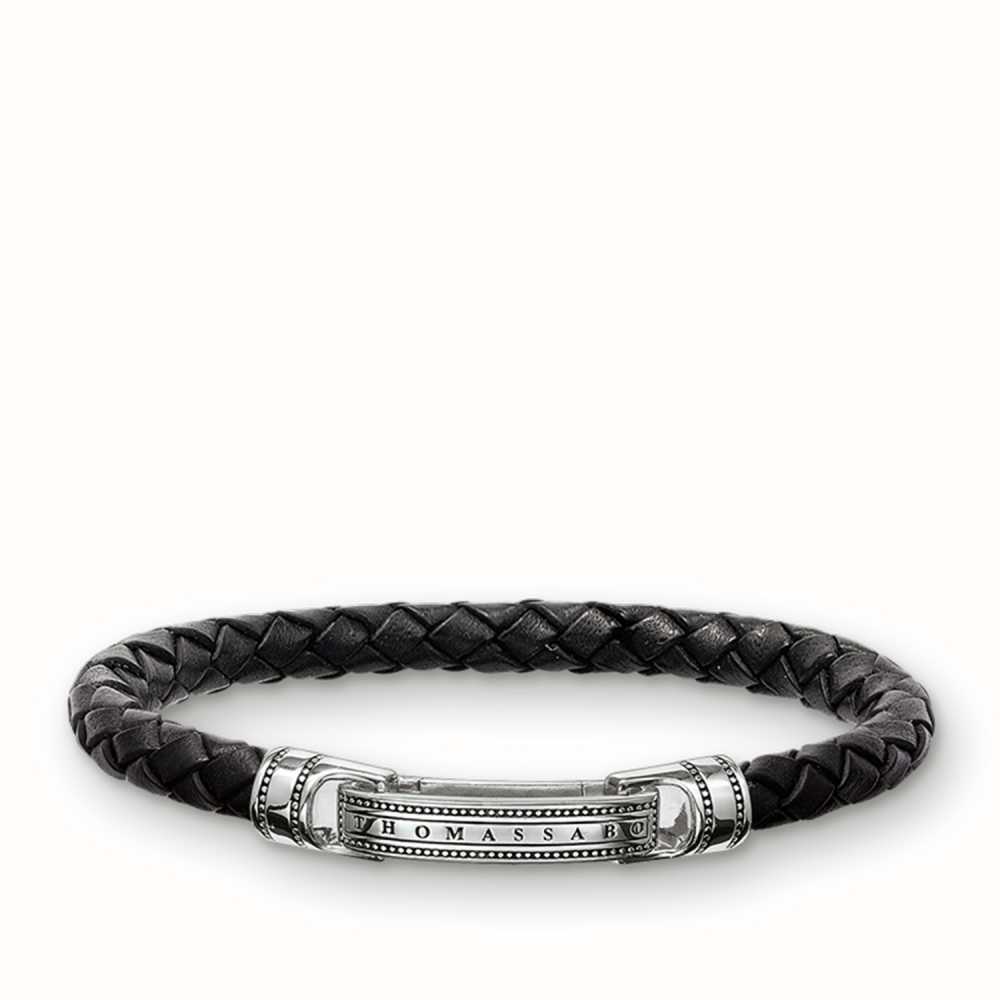 Thomas Sabo Leather Bracelet 21cm Black 925 Sterling Silver