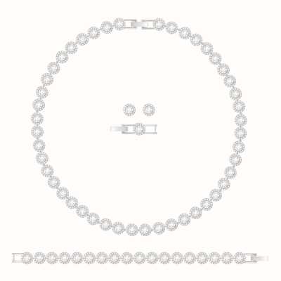 Swarovski Angelic | Rhodium Plated | White |Round | Necklace Set 5367853
